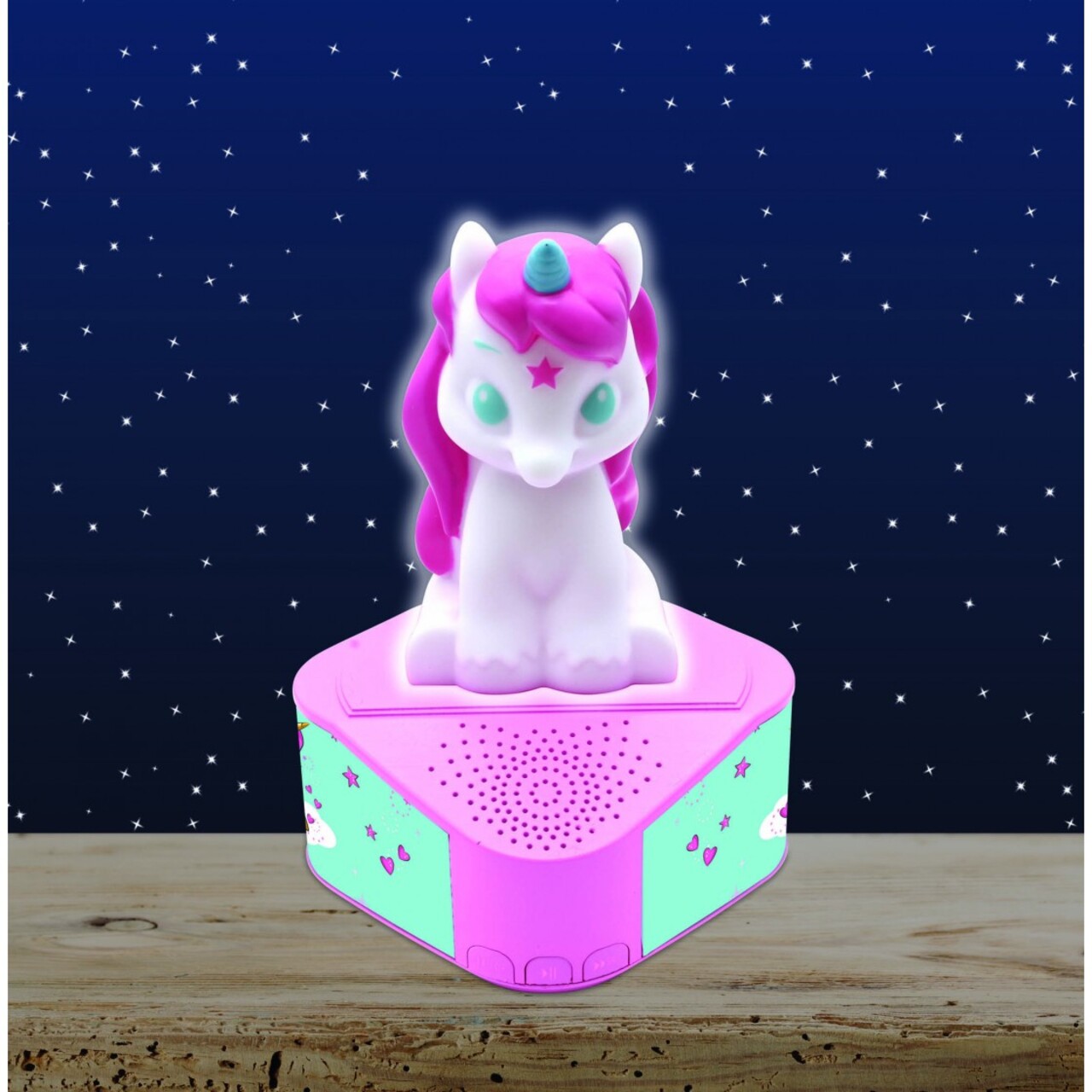Boxa cu lumini de noapte pentru copii Unicorn, LEXIBOOK, 21x16x16 cm, plastic/cauciuc, roz - imagine 7